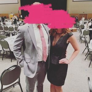 Eva Franco black brocade cocktail dress - sz 6 - little black dress